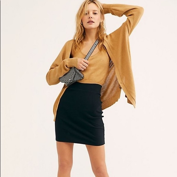 Like New FP Rib Black Mini Skirt Stretch Bodycon Y2K Minimalist Aesthetic 🖤🖤 - Picture 4 of 4